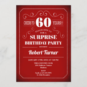 Surprise 60th Birthday Invitation - Red White