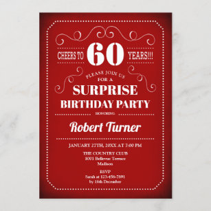 5x7 Red And White 60th Birthday Invitations | Zazzle