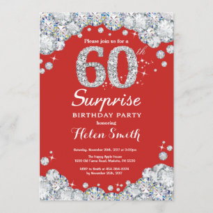 Surprise 60th Birthday Invitation Silver Diamond