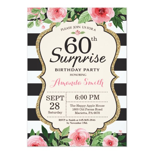 Surprise 60th Birthday Invitation Women Floral 