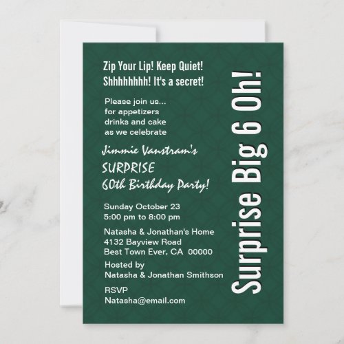 SURPRISE 60th Birthday Modern Forest Green F002 Invitation