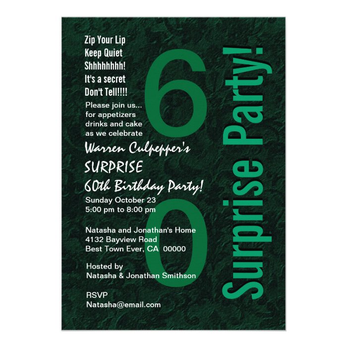 SURPRISE 60th Birthday Modern Green Z524 Invitations