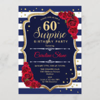Surprise 60th Birthday - Navy White Red