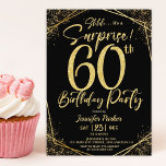 Surprise 60th Birthday Party Black & Gold Glitter Invitation<br><div class="desc">Throw a dazzling celebration with our Surprise 60th Birthday Party Black & Gold Glitter Invitation! Perfect for a glamorous and unforgettable event. Shop now and make the surprise truly sparkle! ✨🎉 Please note: The gold glitter effect is simulated,  no real glitter is used</div>