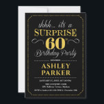 Surprise 60th Birthday Party - Black Gold Invitation<br><div class="desc">Surprise 60th Birthday Party Invitation. Simple classy design in black gold and white. Features elegant script font. Surprise bday celebration for man or woman. Can be customized into any age! Available as printed Zazzle invitations or digital download.</div>