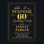 Surprise 60th Birthday Party - Black Gold Invitation<br><div class="desc">Surprise 60th Birthday Party Invitation.
Simple classy design in black gold and white. Features elegant script font.  Surprise bday celebration for man or woman. Can be customized into any age!</div>