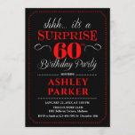 Surprise 60th Birthday Party - Black Red White Invitation<br><div class="desc">Surprise 60th Birthday Party Invitation.
Simple classy design in black red and white. Features elegant script font.  Surprise bday celebration for man or woman. Can be customized into any age!</div>