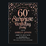 Surprise 60th Birthday Party - Black & Rose Gold Invitation<br><div class="desc">Surprise 60th Birthday Party Invitation.
Elegant design in black and faux glitter rose gold. Features stylish script font and confetti. Message me if you need custom age.</div>
