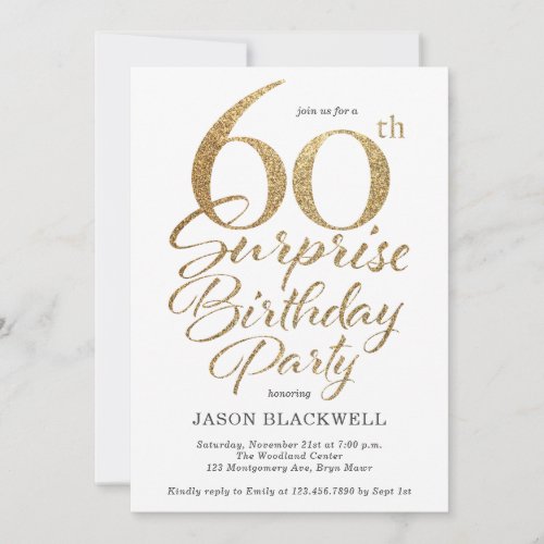 Surprise 60th Birthday Party Gold Invitation