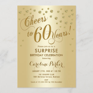 Surprise 60th Birthday Party - Gold Invitation