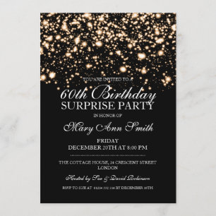 Surprise 60th Birthday Party Gold Midnight Glam Invitation