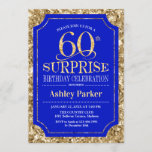 Surprise 60th Birthday Party - Gold Royal Blue Invitation<br><div class="desc">Surprise 60th Birthday Celebration Invitation.
Elegant classy design in royal blue and faux glitter gold pattern. Features elegant script font. Message me if you need further customization.</div>