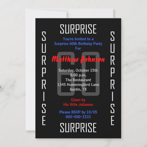 Surprise 60th Birthday Party Invitation - 60