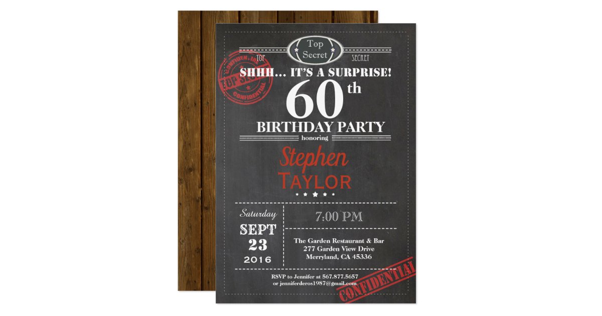 Surprise 60th birthday party invitation for men | Zazzle.com