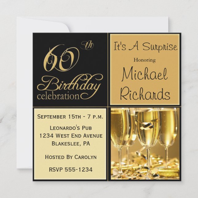 Surprise 60th Birthday Party Invitations (Front)