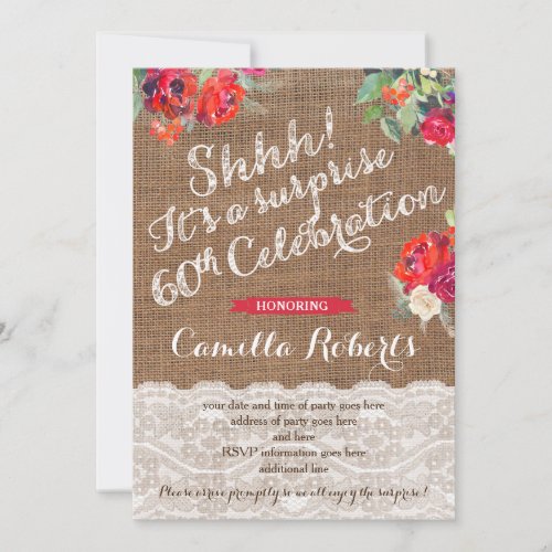 Surprise 60th Birthday Party Invites for Holidays
