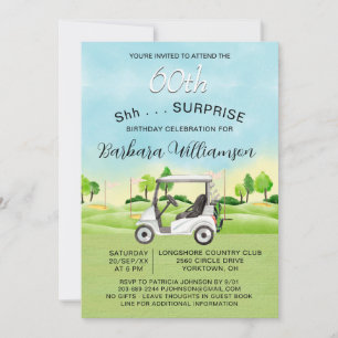 SURPRISE 60th Birthday Party Lady Golfer Theme  Invitation