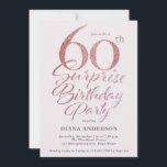 Surprise 60th Birthday Party Rose Gold Invitation<br><div class="desc">Surprise 60th birthday party invitation in rose gold</div>