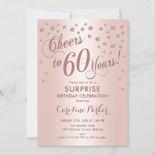Surprise 60th Birthday Party _ Rose Gold Invitation