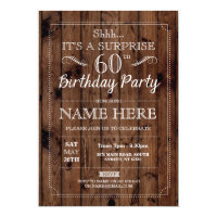 SURPRISE 60th Birthday Party Rustic Wood 60 Invite