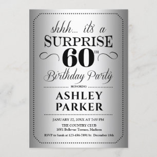Surprise 60th Birthday Party - Silver Invitation