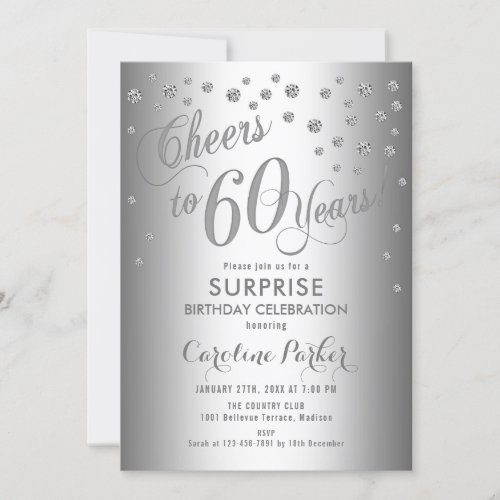 Surprise 60th Birthday Party _ Silver Invitation