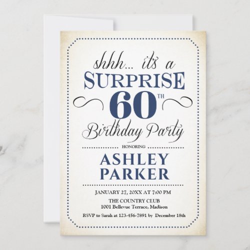 Surprise 60th Birthday Party - White Navy