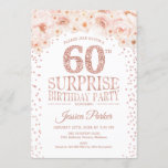 Surprise 60th Birthday Party - White Rose Gold Invitation<br><div class="desc">Surprise 60th Birthday Party Invitation
Elegant design in faux glitter rose gold and white.</div>