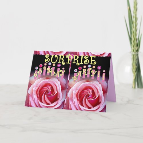 SURPRISE 60th Birthday Party with Double Roses Invitation