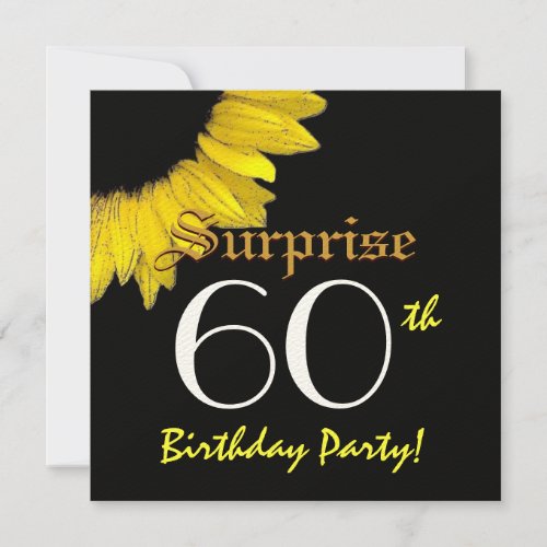 SURPRISE 60th Birthday Party Yellow Sunflower Custom Invites