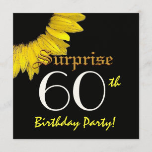SURPRISE 60th Birthday Party Yellow Sunflower Invitation