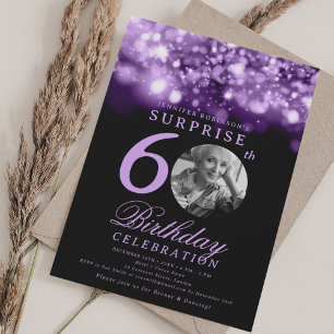 SURPRISE 60th Birthday Purple Midnight Glam Invitation