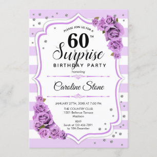 Surprise 60th Birthday - Purple White Invitation