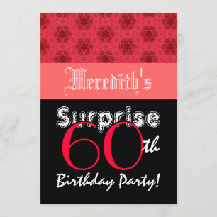 SURPRISE 60th Birthday Red and Black Stars L001 Invitation