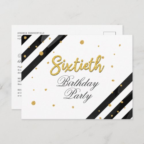 Surprise 60th Birthday Script Gold Geometric Invitation Postcard