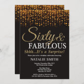 Surprise 60th Birthday Sixty and Fabulous Gold Invitation (Front/Back)
