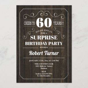 Surprise 60th Birthday - Wood Pattern Invitation