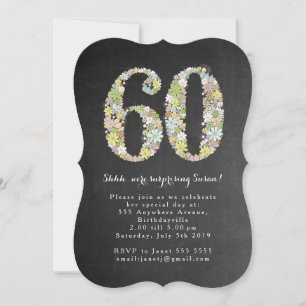 Surprise 60th Number 60 Birthday Party Invite