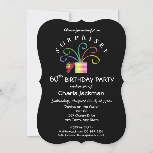 SURPRISE! 60th or Any Age Chic Birthday Party Invitation (Front)