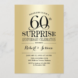 Surprise 60th Wedding Anniversary - Gold Invitation