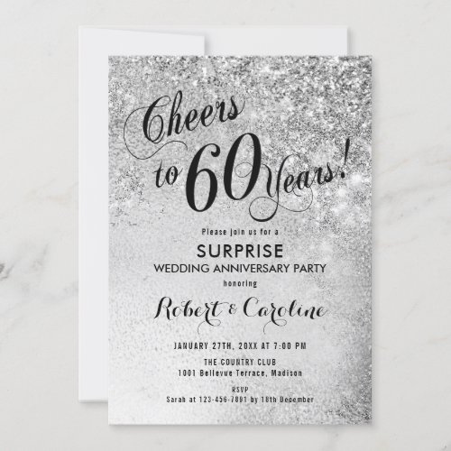 Surprise 60th Wedding Anniversary _ Silver Invitation