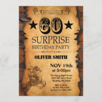 Surprise 60th Western Birthday Invitation