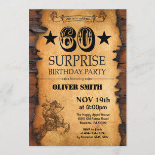 Surprise 60th Western Birthday Invitation