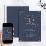 Surprise 70 & Fabulous Blue White & Gold Birthday Invitation<br><div class="desc">It's a special surprise 70th birthday, and it's time to celebrate! Do you want to throw the best bash in town? Make sure it starts off with the highest of style with this 70 & Fabulous Blue White & Gold Calligraphy Birthday Invitation. It will be sure to set the tone...</div>