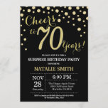 Surprise 70th Birthday Black and Gold Diamond Invitation<br><div class="desc">Surprise 70th Birthday Invitation with Black and Gold Glitter Diamond Background. Gold Confetti. Adult Birthday. Male Men or Women Birthday. For further customization,  please click the "Customize it" button and use our design tool to modify this template.</div>