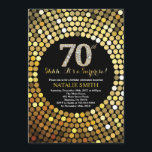 Surprise 70th Birthday Black and Gold Glitter Invitation<br><div class="desc">Surprise 70th Birthday Invitation. Black and Gold Glitter. Gold Diamond. Adult Birthday Party. For Men or Women. For further customization,  please click the "Customize it" button and use our design tool to modify this template.</div>
