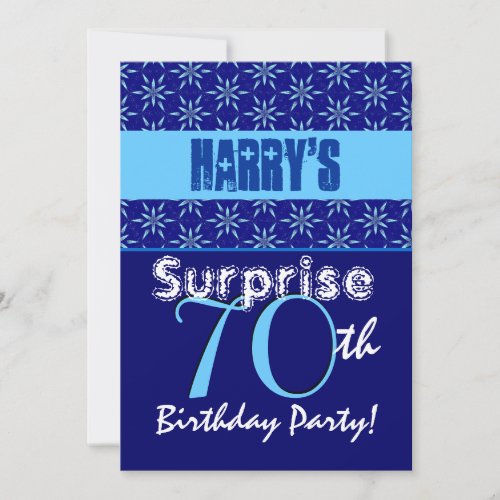 SURPRISE 70th Birthday Blue Stars W1430 Invitations