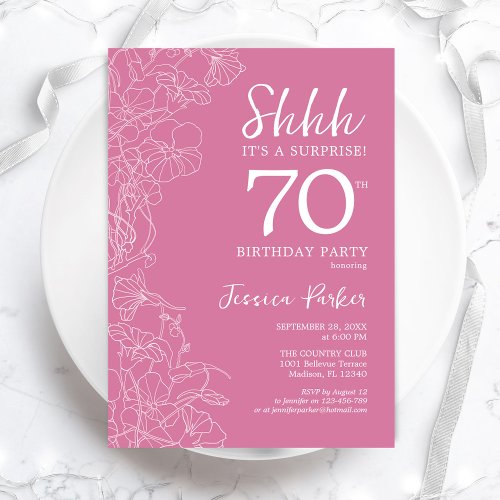 Surprise 70th Birthday _ Floral Pink Invitation