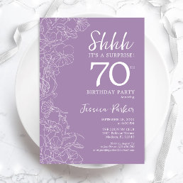 Surprise 70th Birthday - Floral Purple Invitation