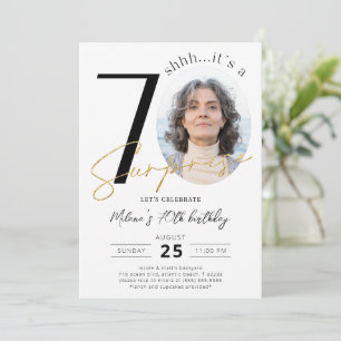 Surprise 70th Birthday Gold Photo Invitation